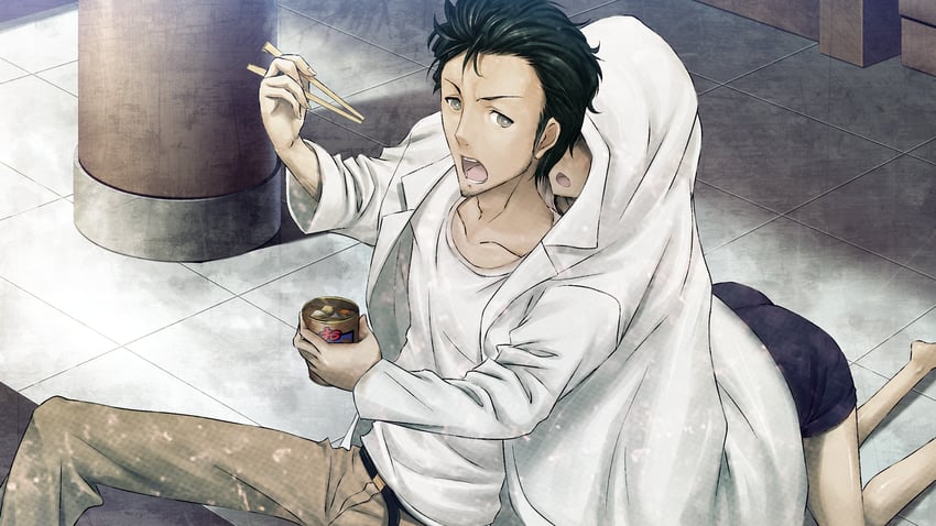 okabe rintarou and urushibara luka (steins;gate and 1 more) drawn by huke
