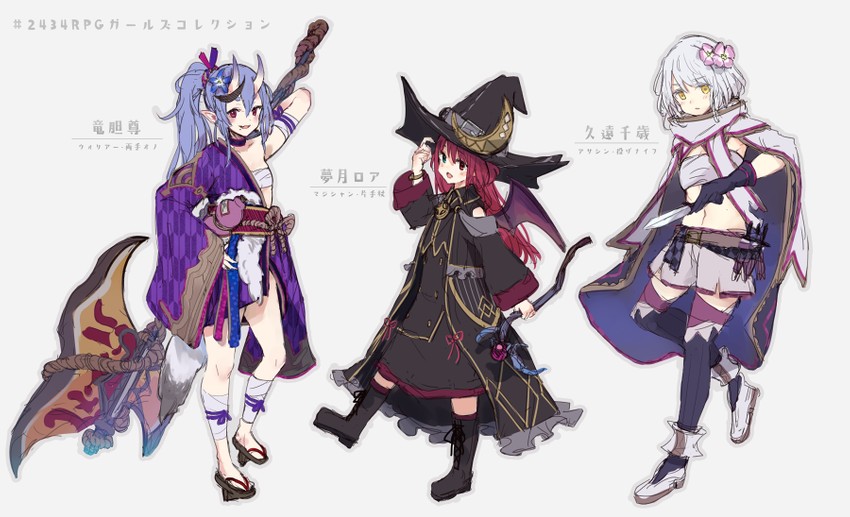 rindou mikoto, yuzuki roa, and kudou chitose (nijisanji) drawn by makihitsuji