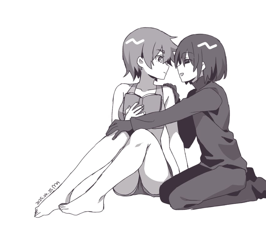 oshino ougi and kanbaru suruga (monogatari) drawn by manimani_(mani_ma)