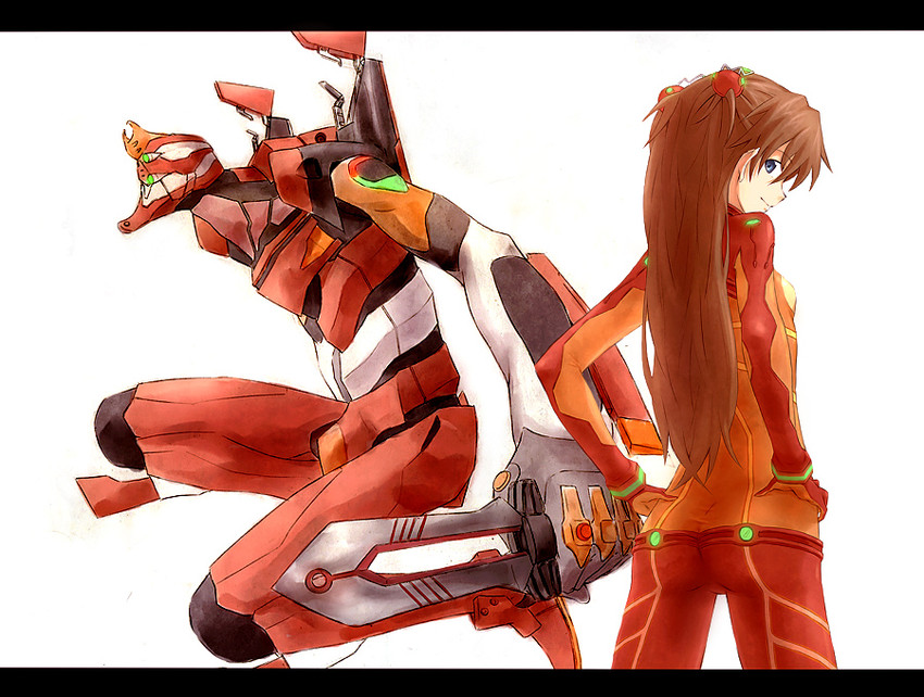 souryuu asuka langley and eva 02 (neon genesis evangelion and 2 more) drawn by chikuyama