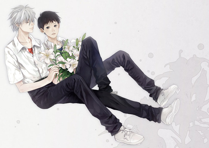 ikari shinji and nagisa kaworu (neon genesis evangelion) drawn by sumishuu