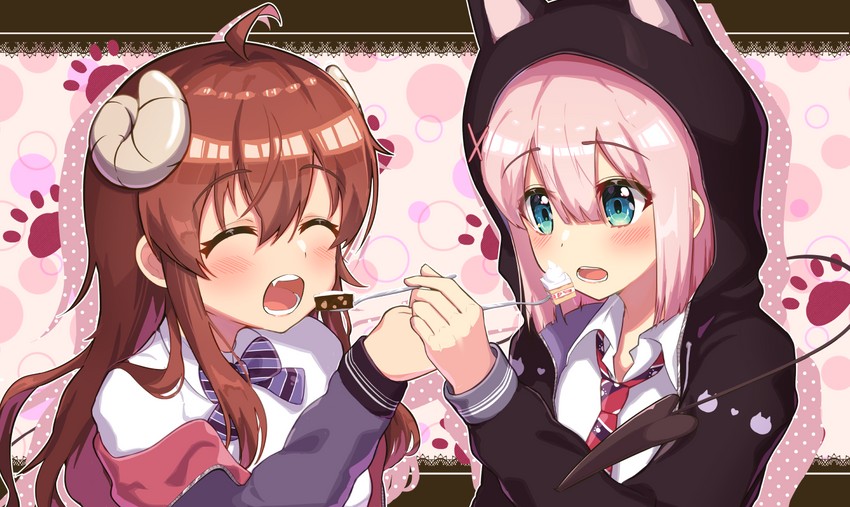 yoshida yuuko and chiyoda momo (machikado mazoku) drawn by suzushi_moruto