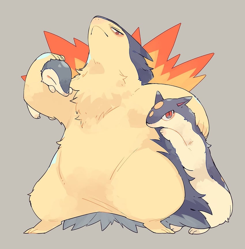 cyndaquil, typhlosion, and quilava (pokemon) drawn by mamebato