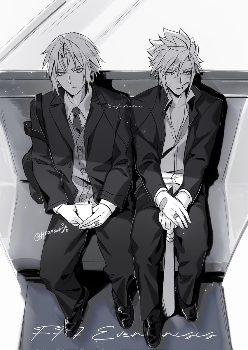 cloud strife and sephiroth (final fantasy and 2 more) drawn by hroncat
