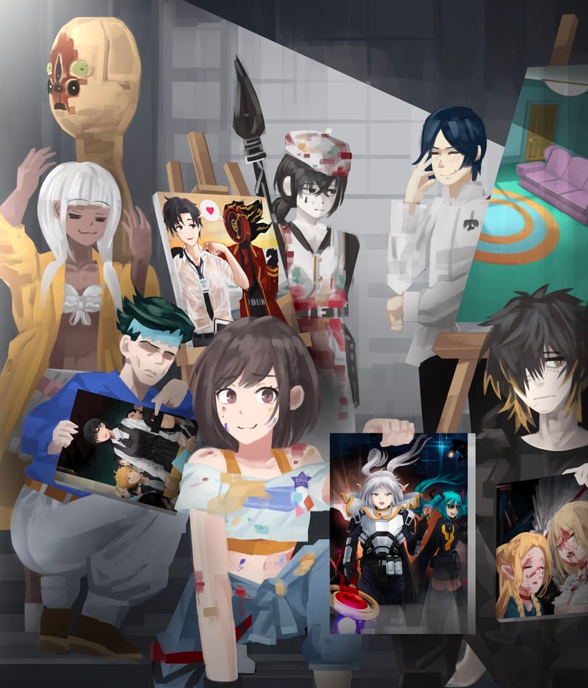 hatsune miku, sensei, frieren, marcille donato, denji, and 11 more (blue archive and 19 more) drawn by rahthelathe