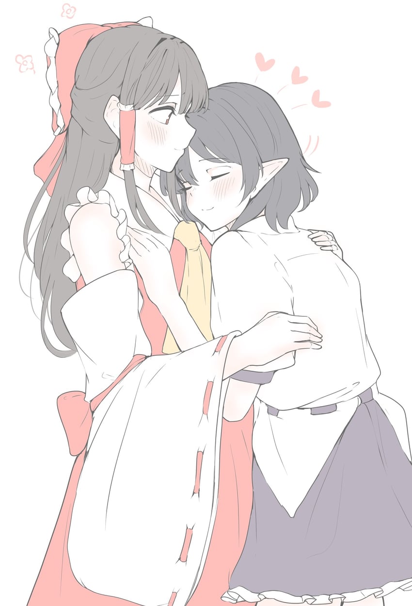 hakurei reimu and shameimaru aya (touhou) drawn by seele_(chanseele0128)