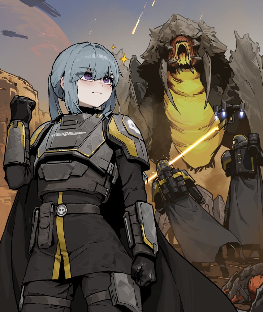 helldiver, portia, and bile titan (original and 1 more) drawn by gogalking