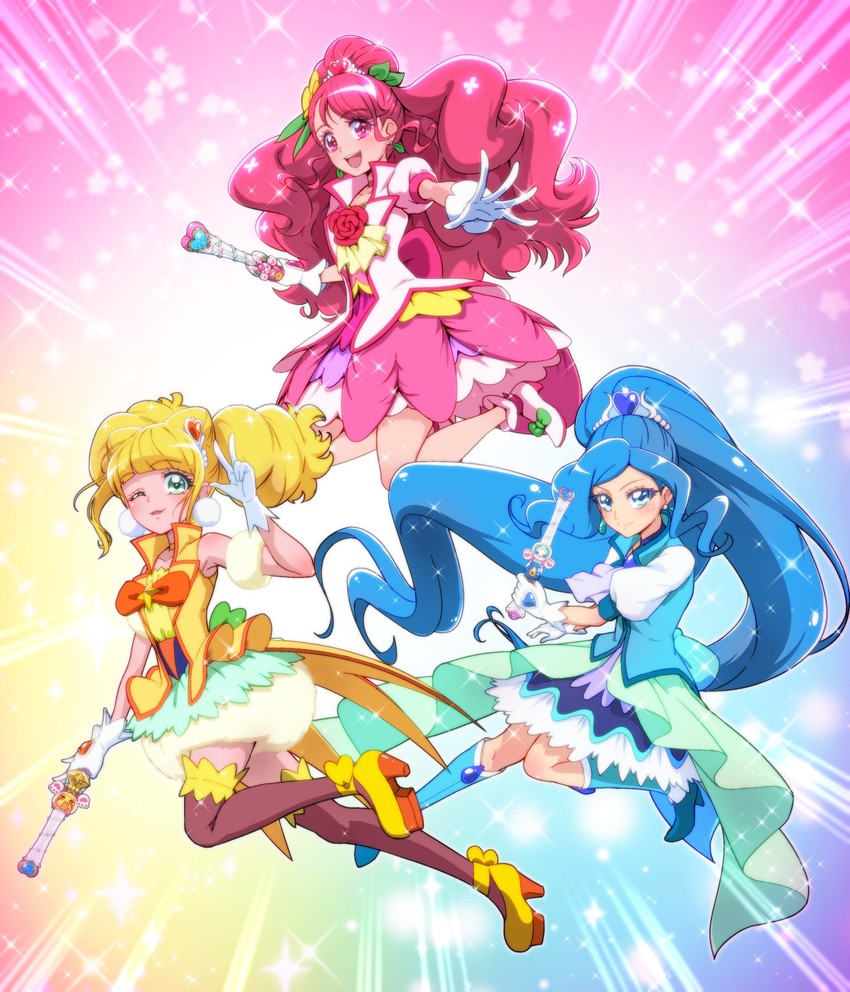 hanadera nodoka, hiramitsu hinata, sawaizumi chiyu, cure grace, rabirin, and 4 more (precure and 1 more) drawn by tj-type1