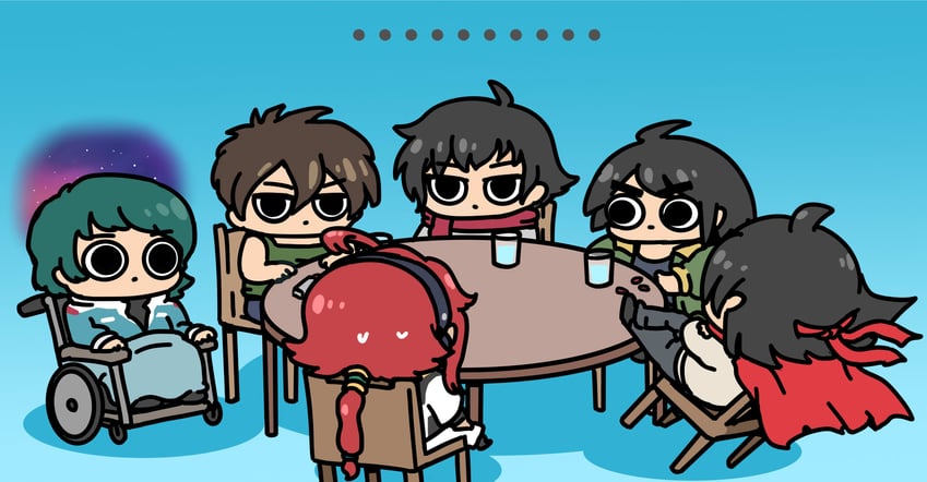 suletta mercury, kamille bidan, setsuna f. seiei, heero yuy, mikazuki augus, and 1 more (gundam and 6 more) drawn by afei_(sfma3248)