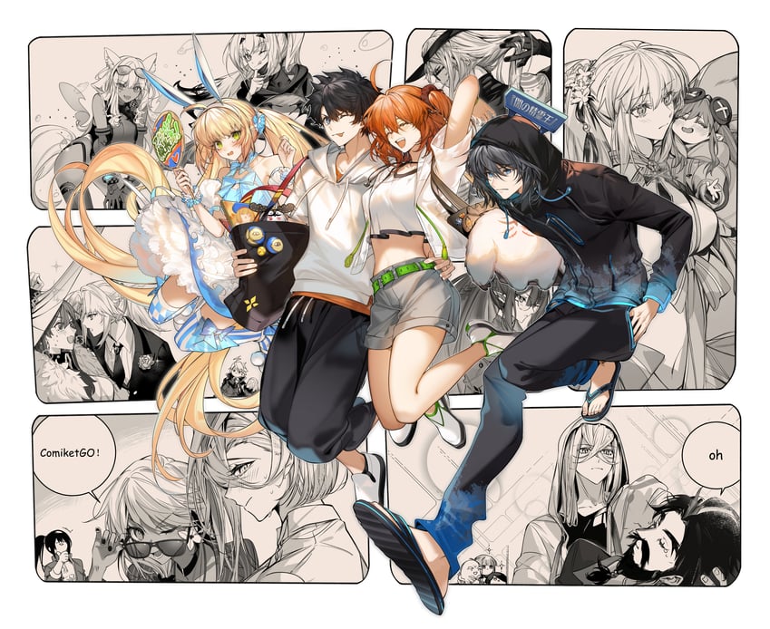 artoria pendragon, fujimaru ritsuka, mordred, baobhan sith, morgan le fay, and 18 more (fate and 1 more) drawn by arlizi