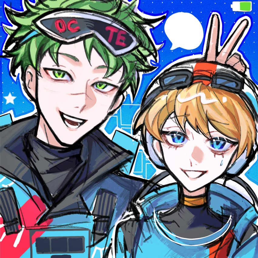 wattson, octane, wired for speed wattson, and sonic boom octane (apex legends) drawn by san_chuo_chuan