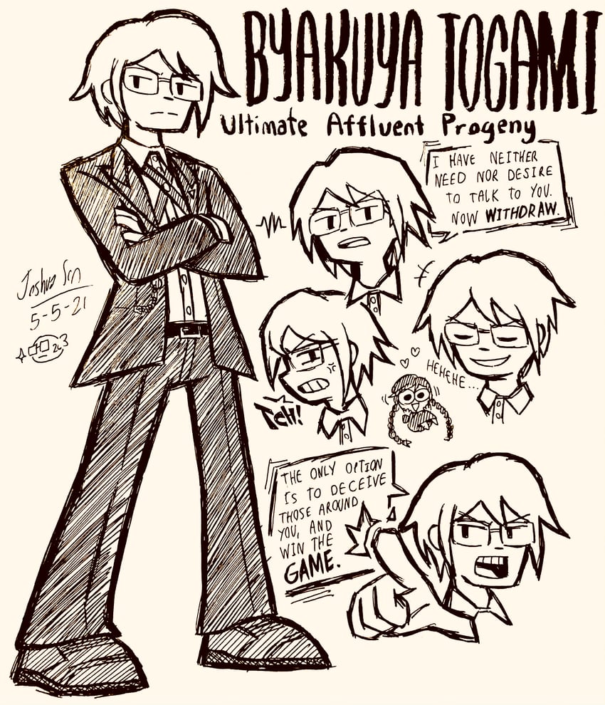fukawa toko and togami byakuya (danganronpa and 1 more) drawn by josh-s26