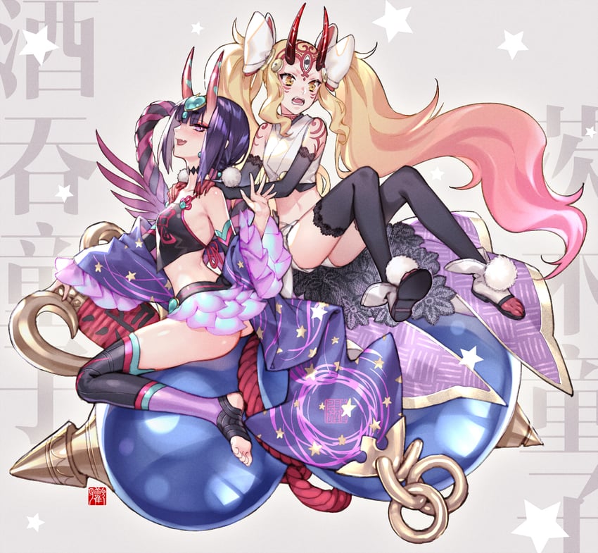 shuten douji and ibaraki douji (fate and 1 more) drawn by kangetsu_(fhalei)