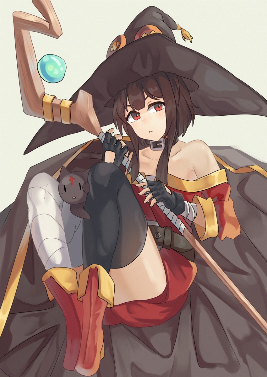 megumin and chomusuke (kono subarashii sekai ni shukufuku wo!) drawn by haojihaojigo