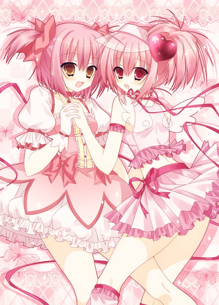 kaname madoka, hinamori amu, and amulet heart (mahou shoujo madoka magica and 1 more) drawn by hejun673