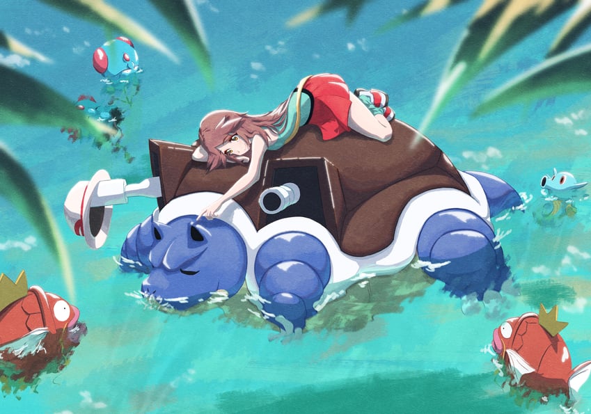 leaf, magikarp, blastoise, horsea, and tentacool (pokemon and 1 more) drawn by keeno-ringo46