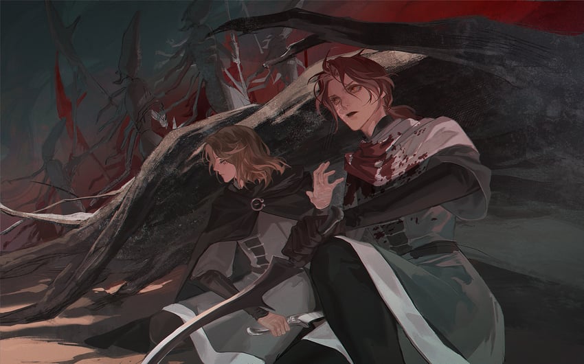 melina, millicent, and kindred of rot (elden ring) drawn by agong