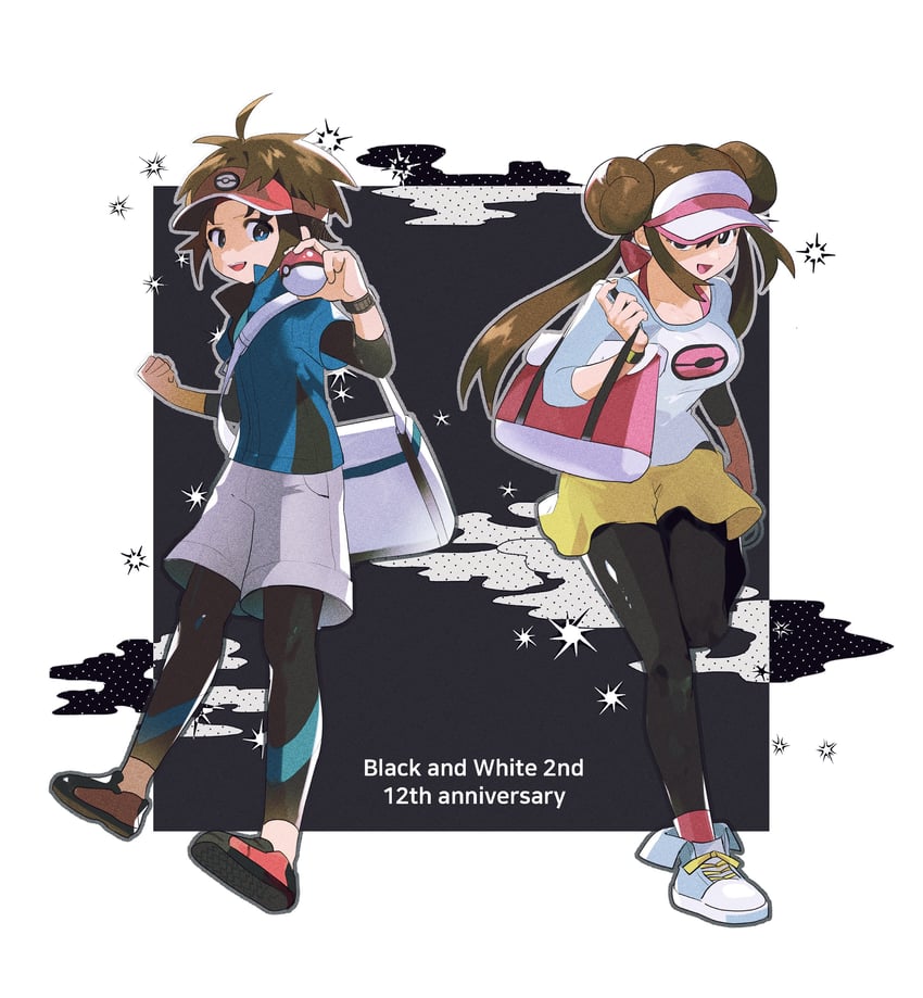 rosa and nate (pokemon and 1 more) drawn by majyo_(witch_poke)