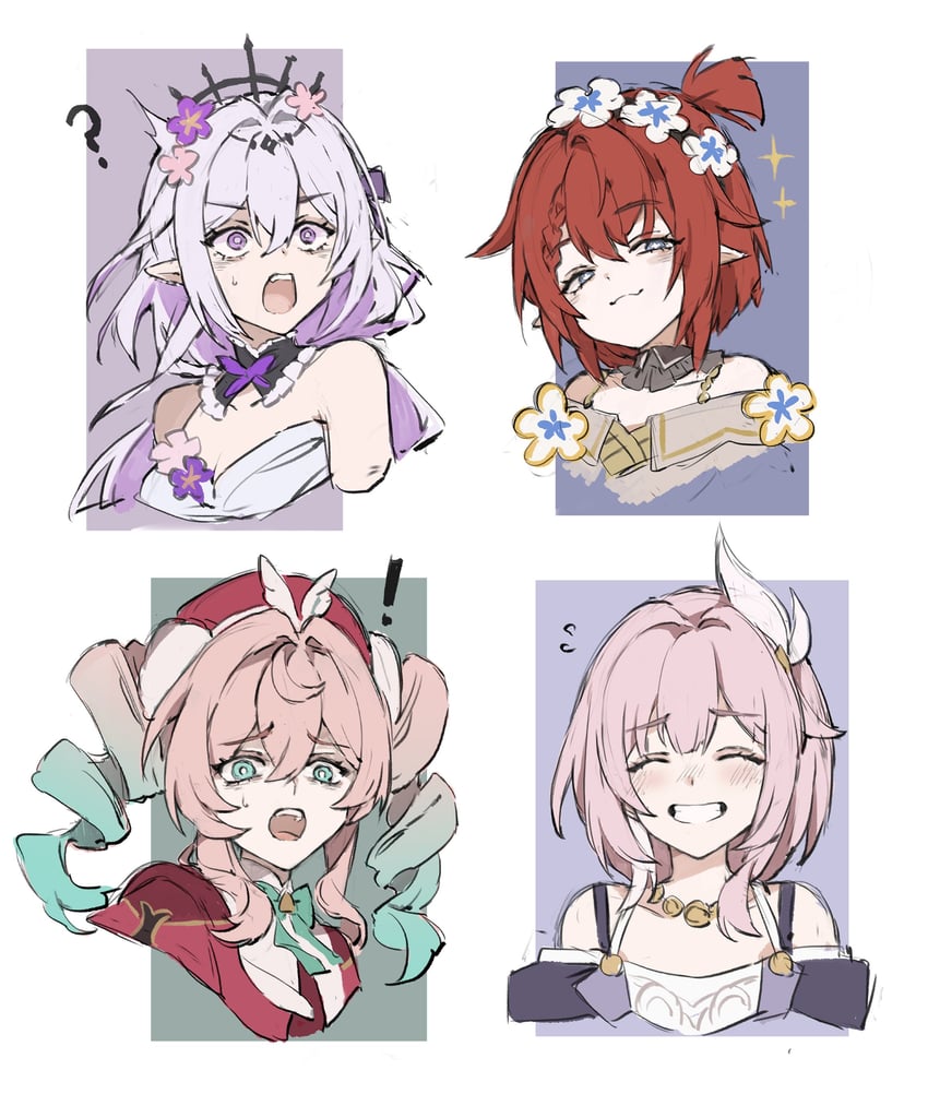 castorice, hyacine, cyrene, and tribbie (honkai and 1 more) drawn by papajay_(jennygin2)