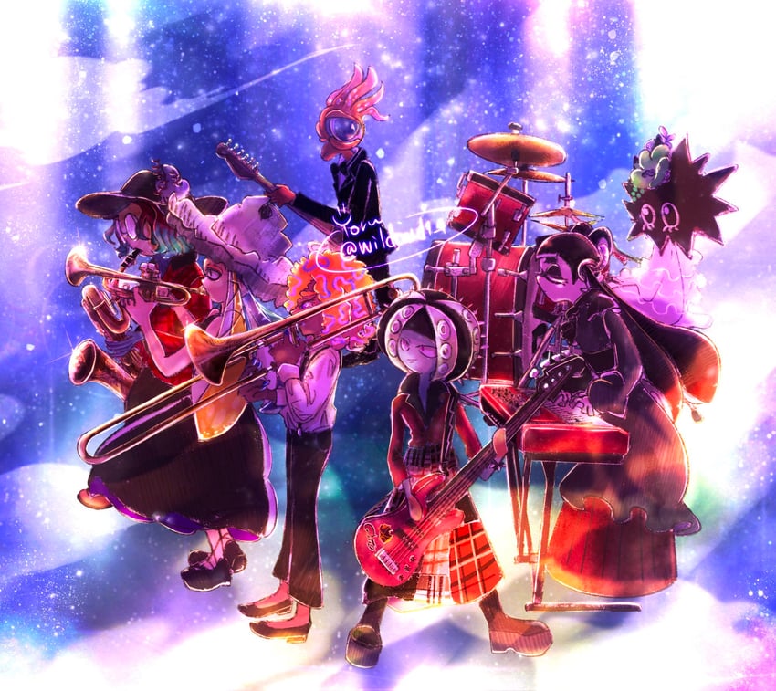 tao blu, yoko, tosh, kitamura, oonie, and 2 more (splatoon and 1 more) drawn by wildcard1_4