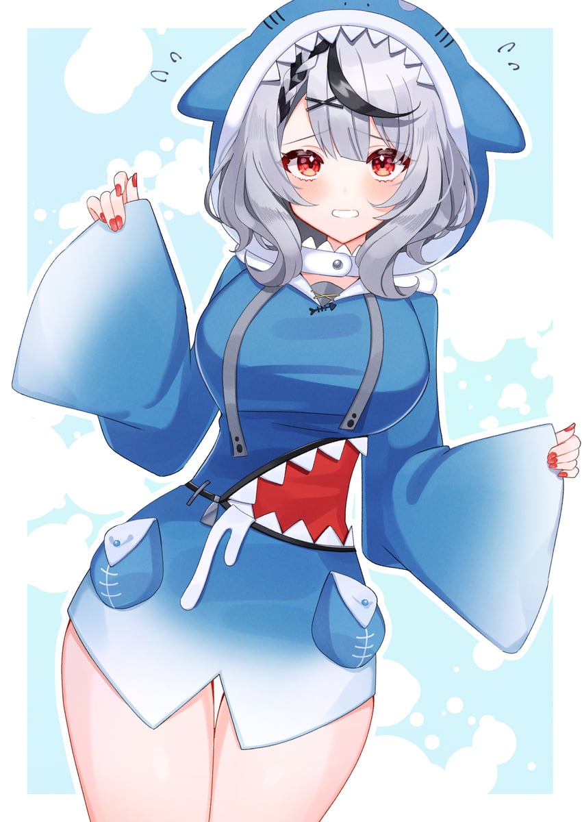 gawr gura and sakamata chloe (hololive and 1 more) drawn by tsumurimai