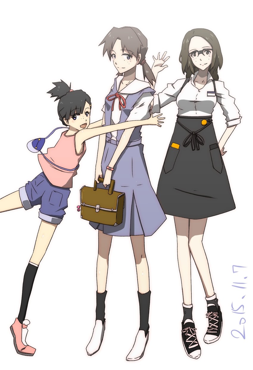 horaki hikari, horaki nozomi, and horaki kodama (neon genesis evangelion) drawn by konbari_tariumu