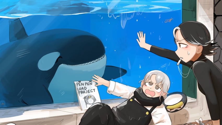 penguin keeper and orca keeper (zookeepers) drawn by diva_(hyxpk)