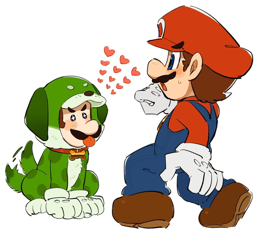 mario, luigi, and cat luigi (mario and 1 more) drawn by mimimi_(mimimim9999)