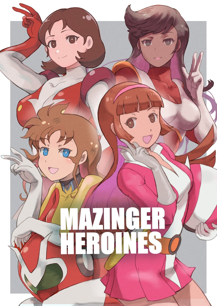 yumi sayaka, maria grace fleed, honoo jun, and makiba hikaru (mazinger and 3 more) drawn by k_katora