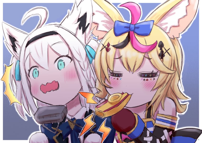 shirakami fubuki and omaru polka (hololive) drawn by gabe_laven