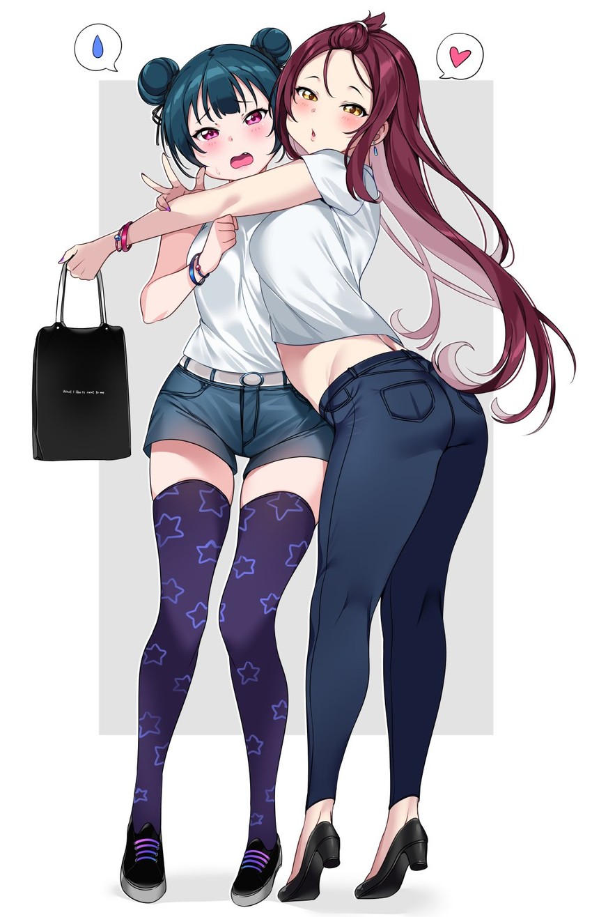 tsushima yoshiko and sakurauchi riko (love live! and 1 more) drawn by tem10