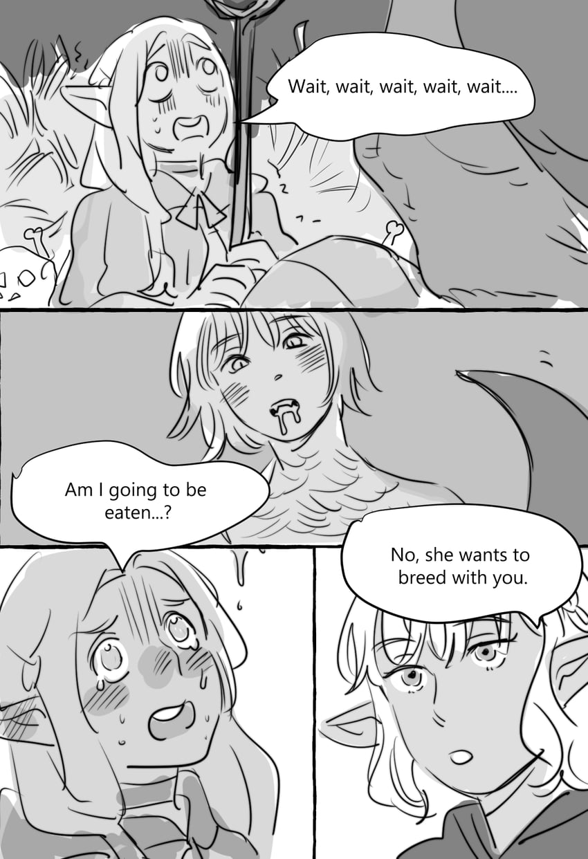 marcille donato, falin touden, and thistle (dungeon meshi) drawn by milfcookiesimp