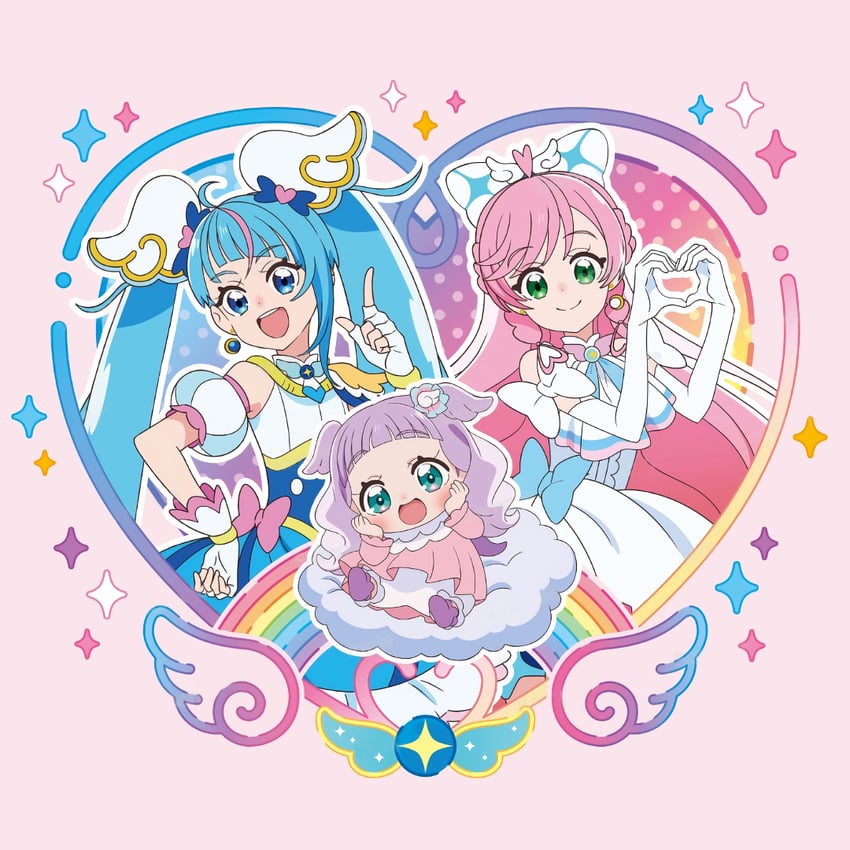 sora harewataru, nijigaoka mashiro, cure sky, cure prism, and ellee-chan (precure and 1 more)