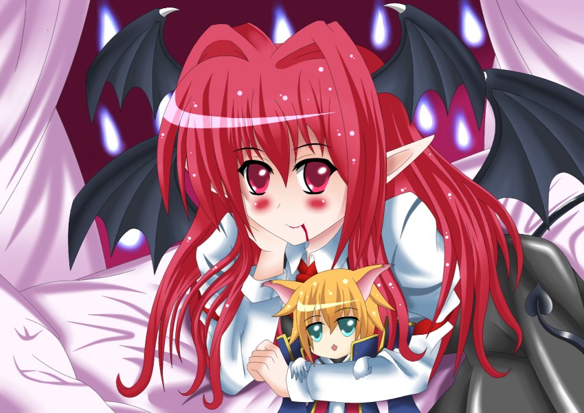 koakuma and jin kisaragi (touhou and 2 more) drawn by eien_no_kurayami