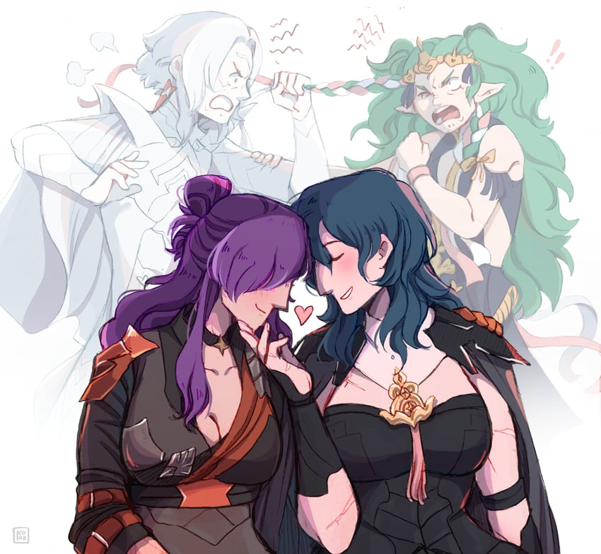 female byleth, sothis, female shez, and arval (fire emblem and 2 more) drawn by koobiie