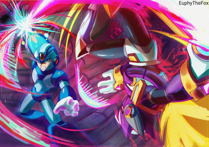 x (mega man and 3 more) drawn by euphythefox