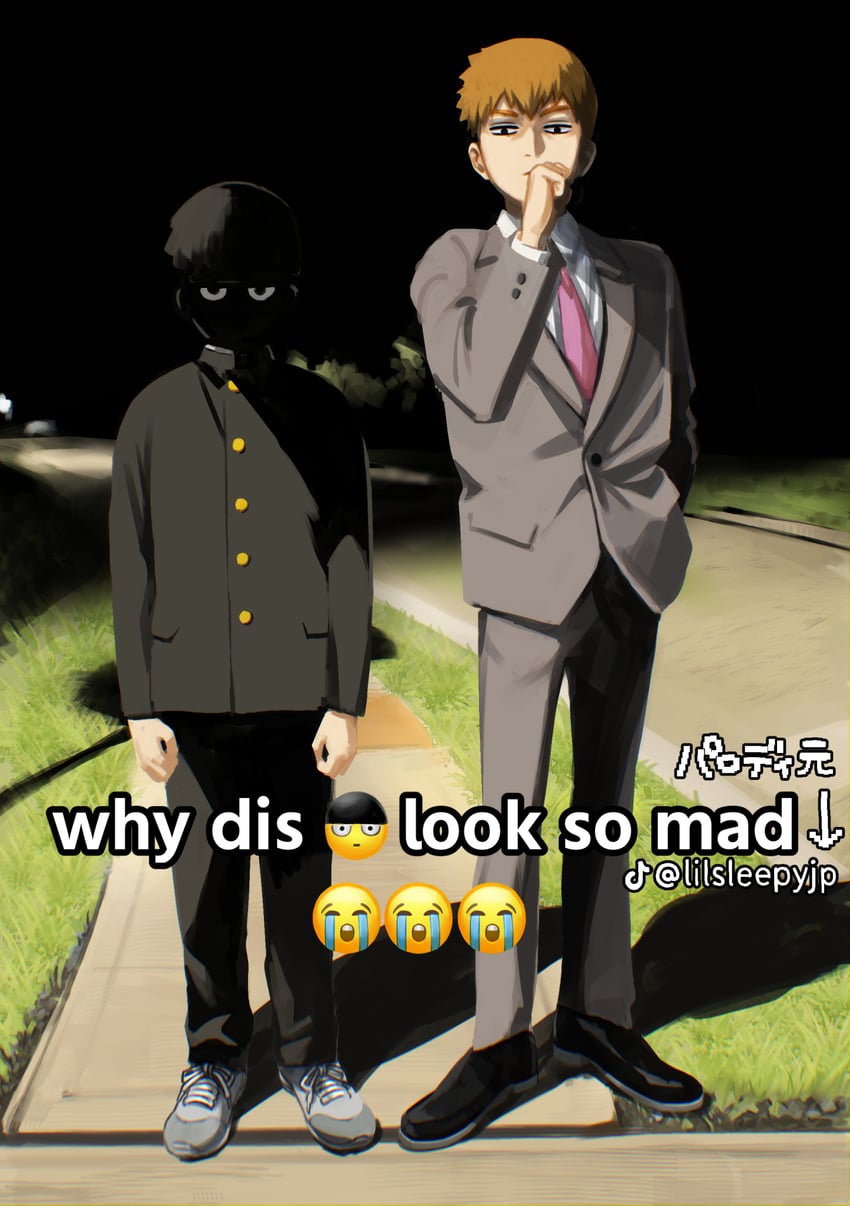 kageyama shigeo and reigen arataka (mob psycho 100) drawn by sakio_(7171)
