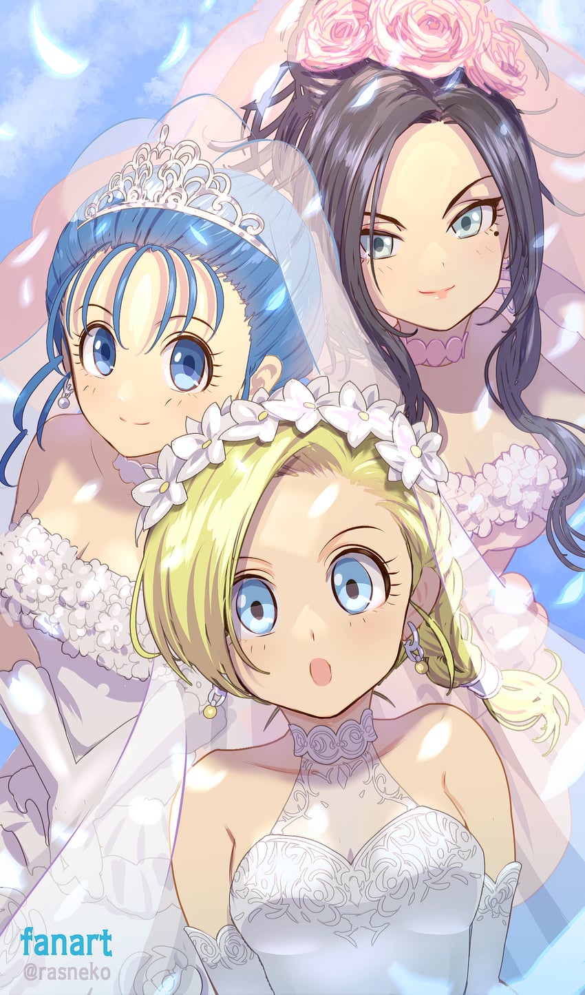bianca, flora, and deborah (dragon quest and 1 more) drawn by rasneko