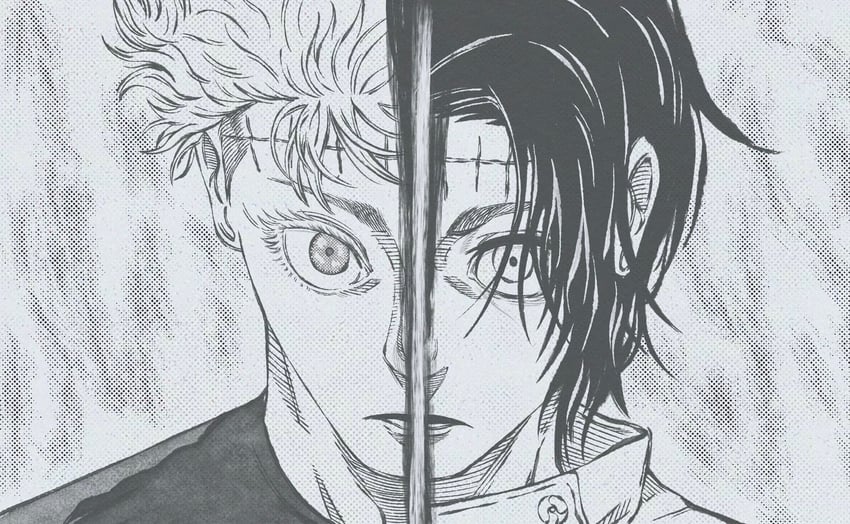 gojou satoru and okkotsu yuuta (jujutsu kaisen) drawn by kurrrto