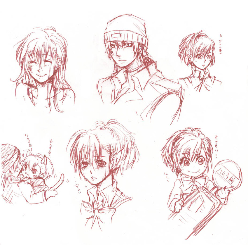 shiomi kotone and aragaki shinjirou (persona and 2 more) drawn by koshi
