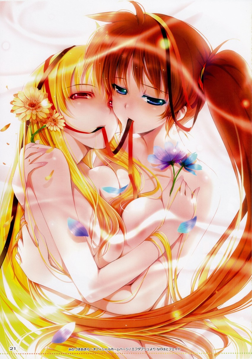 fate testarossa and takamachi nanoha (lyrical nanoha and 1 more) drawn by mikazuki_akira!