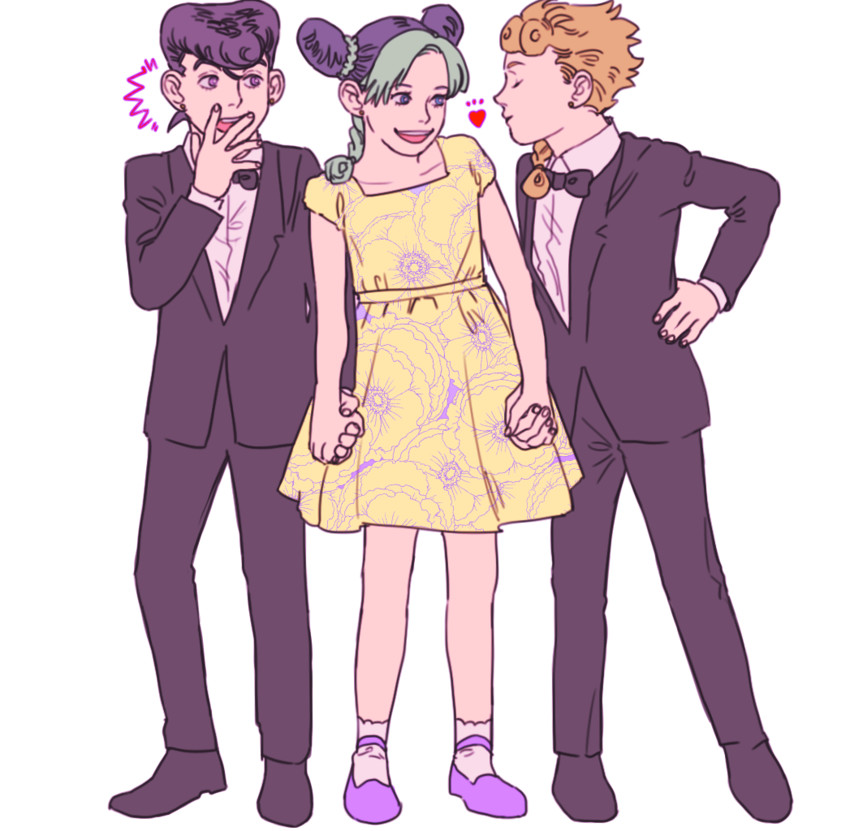 kujo jolyne, giorno giovanna, and higashikata josuke (jojo no kimyou na bouken and 3 more) drawn by mandaman