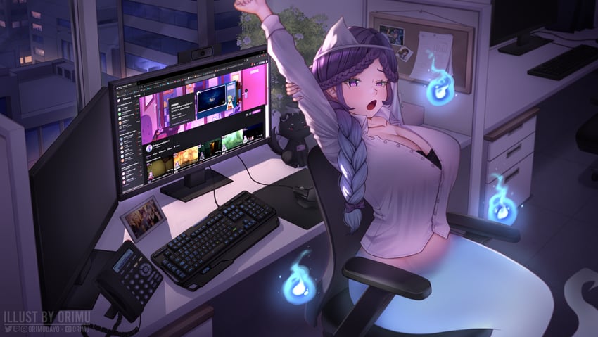 bakehana kamini (indie virtual youtuber and 1 more) drawn by orimu