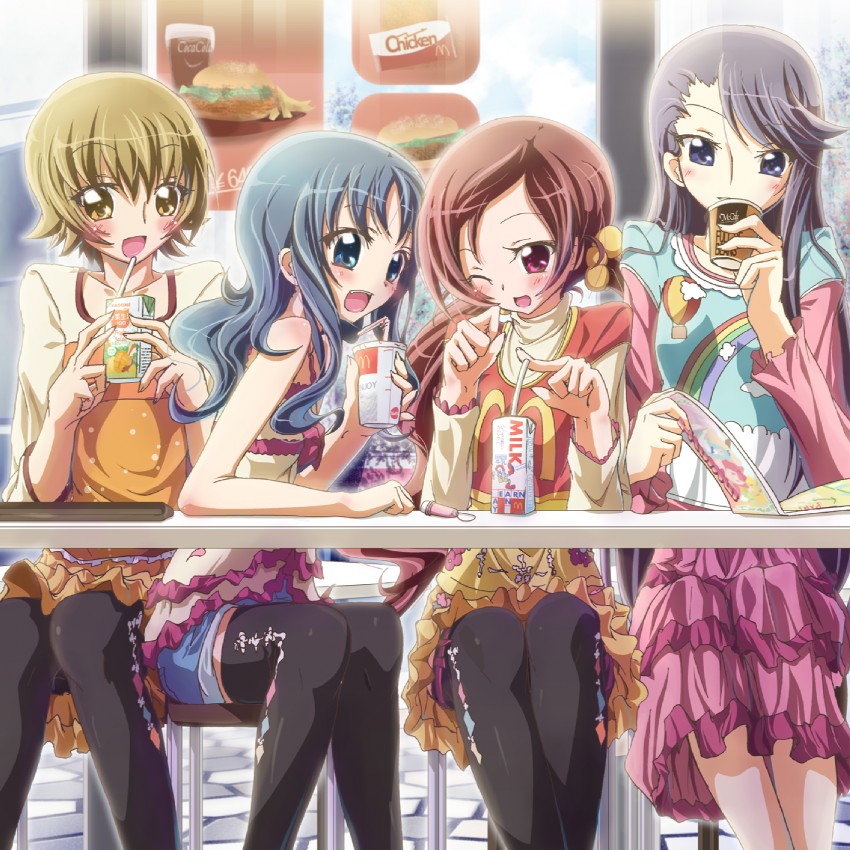 kurumi erika, hanasaki tsubomi, tsukikage yuri, and myoudouin itsuki (precure and 2 more) drawn by inoshishi_(ikatomo)