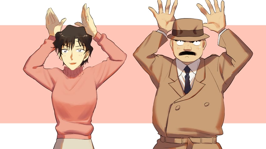 megure juuzou and megure midori (meitantei conan) drawn by czech_gana