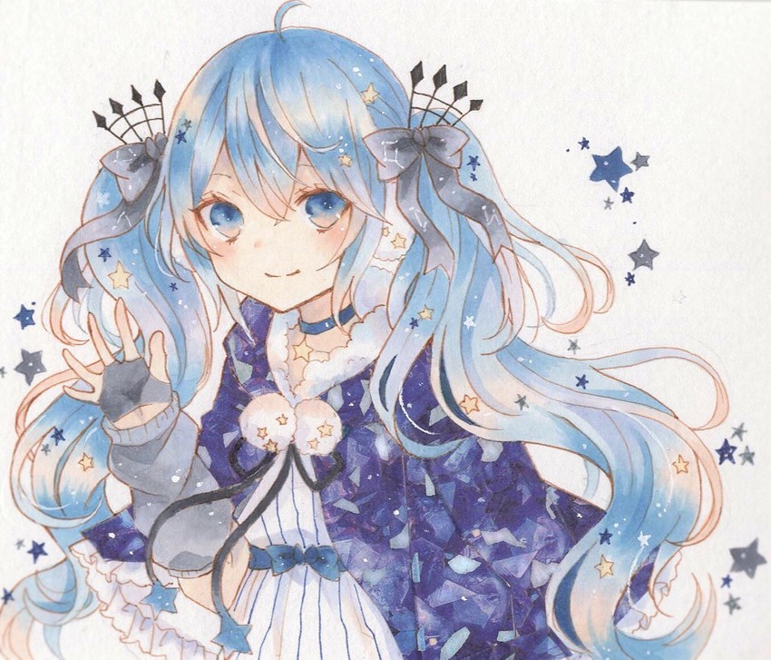 hatsune miku and fuyu no yoru miku (vocaloid) drawn by paruno