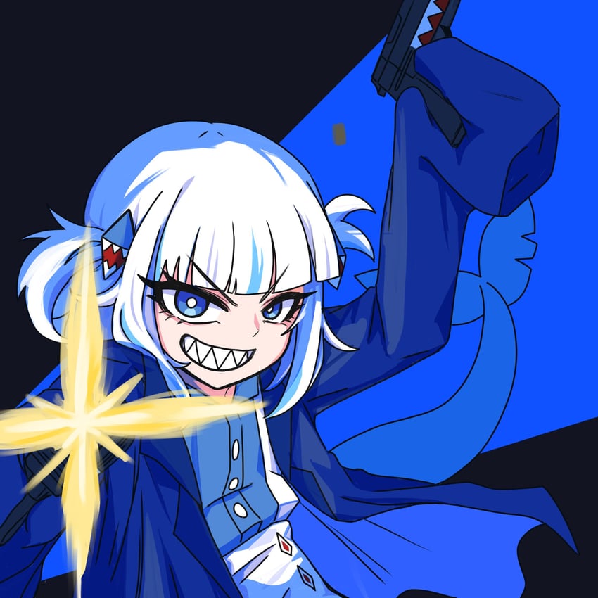 gawr gura (hololive and 2 more) drawn by akuma0320