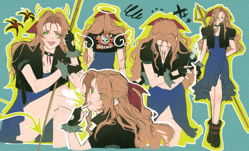 aerith gainsborough (final fantasy and 1 more) drawn by margaux