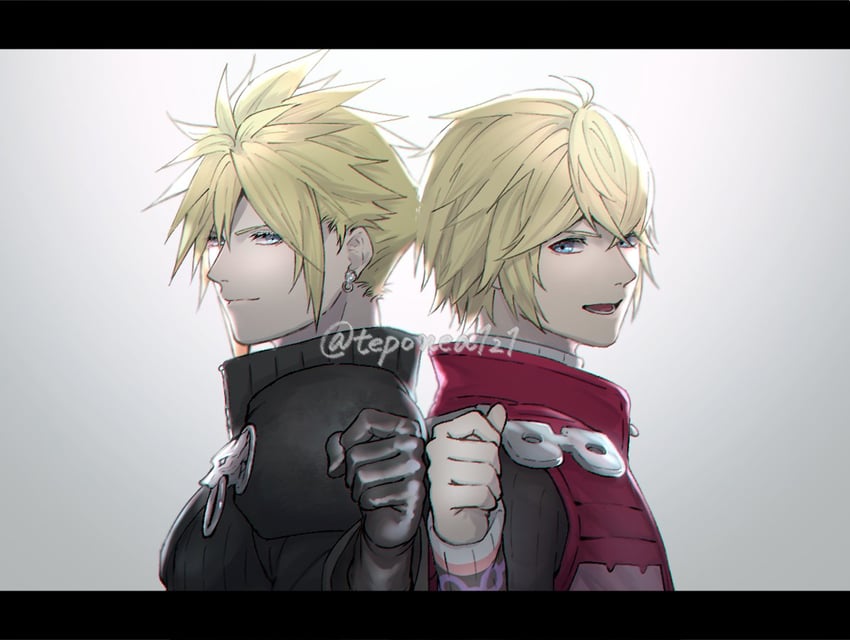 cloud strife and shulk (final fantasy and 5 more) drawn by rei_(teponea121)