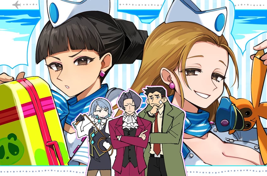 miles edgeworth, franziska von karma, dick gumshoe, cammy meele, and rhoda teneiro (ace attorney and 1 more) drawn by tsumikitsuki_(katsuobushi)